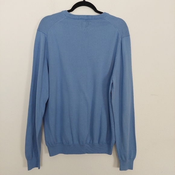 Brooks Brothers Men's Blue Supima Cotton Knit V-Neck Pullover Sweater Size Large - Picture 8 of 8